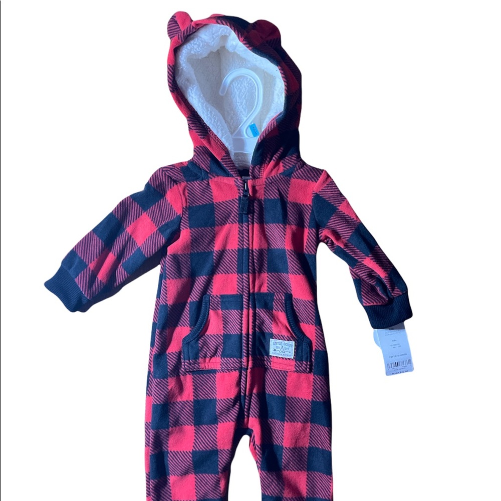 NWT Buffalo plaid hoodie fleece onesie